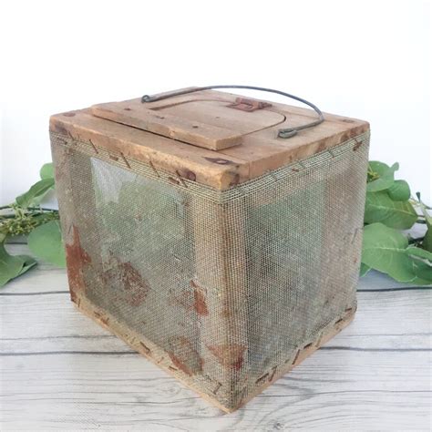 Vintage Wooden Upright Cricket Box for Bait .